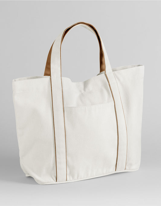 Courtside Medium Tote - Soft White/Caramel