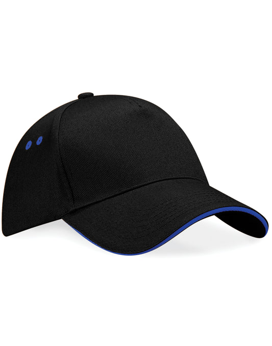 Ultimate 5 Panel Cap Sandwich Peak - Black/bright Royal