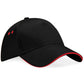 Ultimate 5 Panel Cap Sandwich Peak - Black/Classic Red