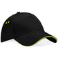 Ultimate 5 Panel Cap Sandwich Peak - Black/Lime Green