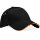 Ultimate 5 Panel Cap Sandwich Peak - Black/Orange