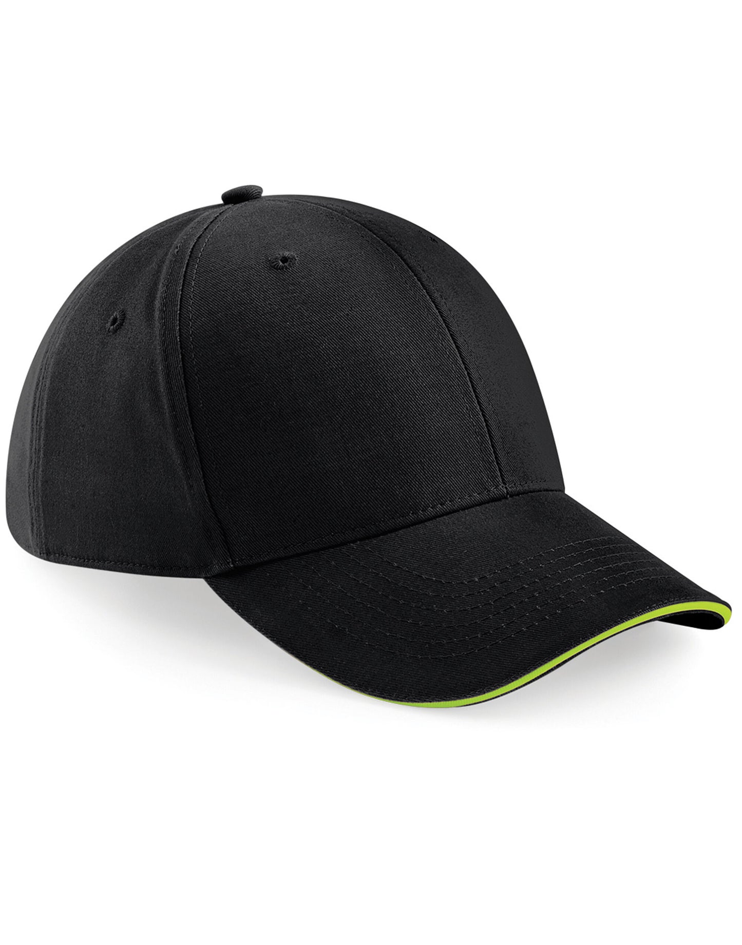 Athleisure 6 Panel Cap - Black/Lime Green