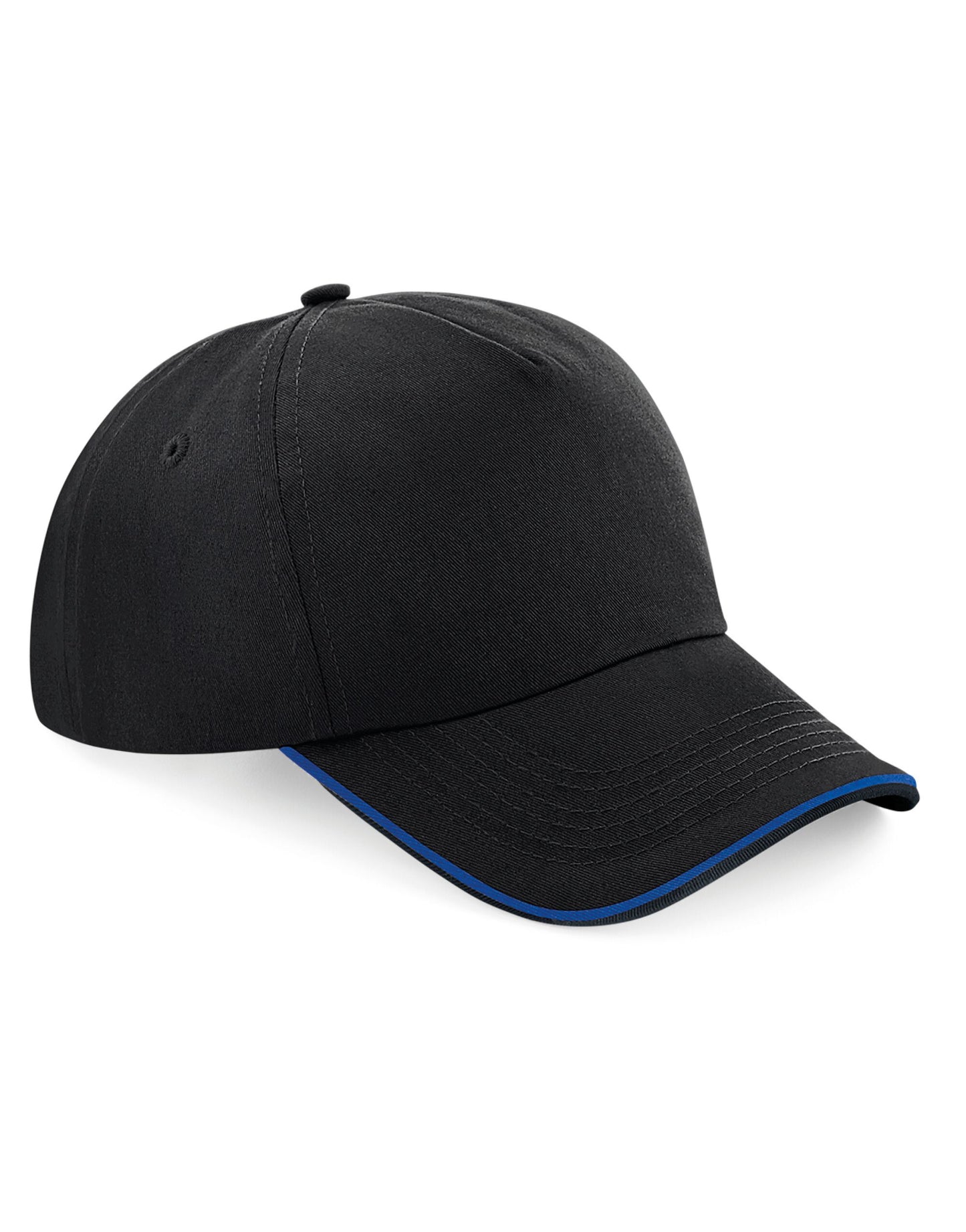 Authentic 5 Panel Cap - Piped Peak - Black/bright Royal