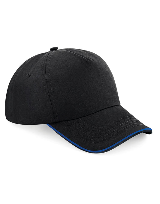 Authentic 5 Panel Cap - Piped Peak - Black/bright Royal