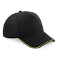 Authentic 5 Panel Cap - Piped Peak - Black/Lime Green