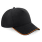 Authentic 5 Panel Cap - Piped Peak - Black/Orange