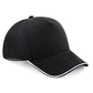 Authentic 5 Panel Cap - Piped Peak - Black/White