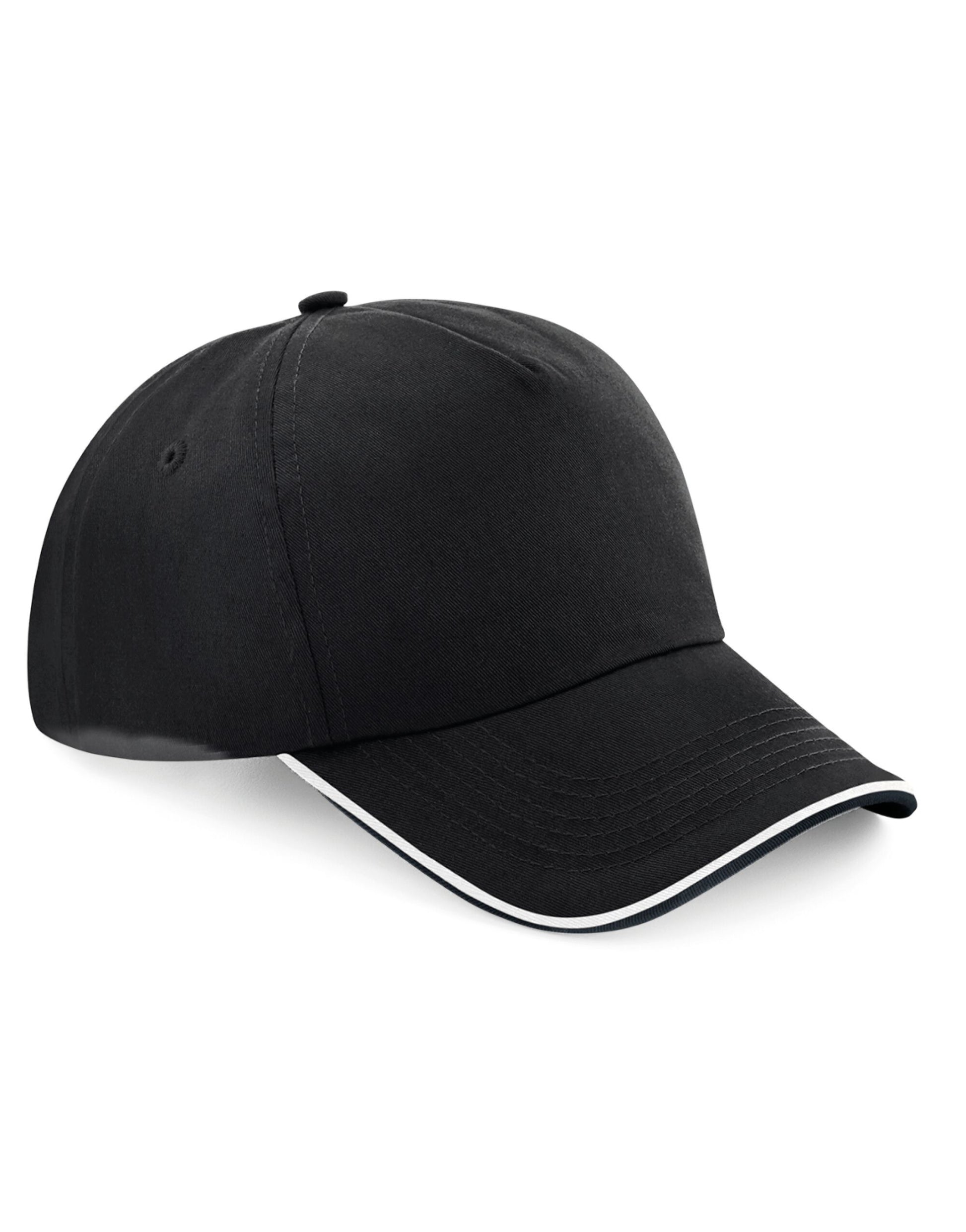 Authentic 5 Panel Cap - Piped Peak - Black/White