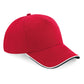 Authentic 5 Panel Cap - Piped Peak - Classic Red/Black/White
