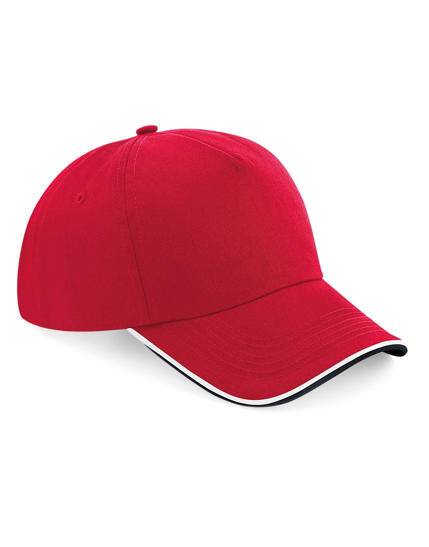 Authentic 5 Panel Cap - Piped Peak - Classic Red/Black/White