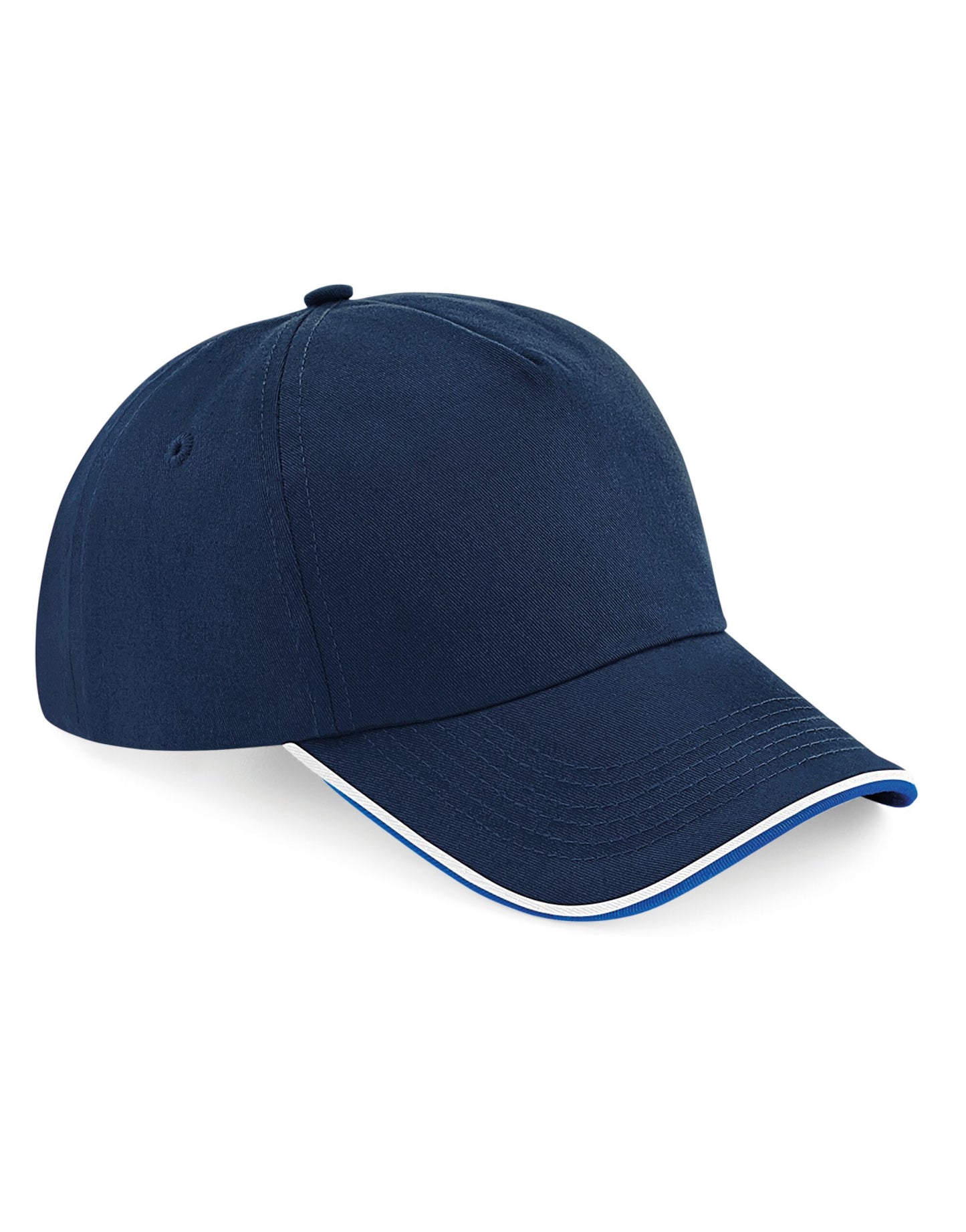 Authentic 5 Panel Cap - Piped Peak - French Navy/Bright Royal/White