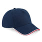 Authentic 5 Panel Cap - Piped Peak - F Navy/Classic Red/White