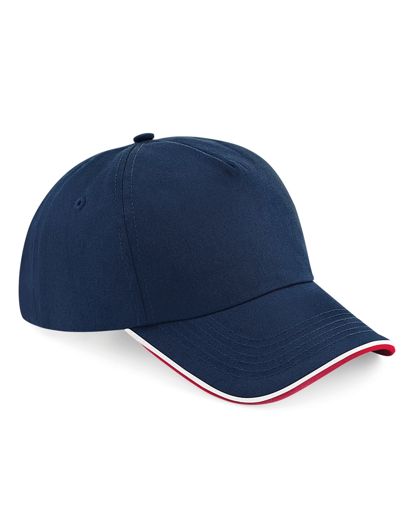Authentic 5 Panel Cap - Piped Peak - F Navy/Classic Red/White