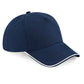 Authentic 5 Panel Cap - Piped Peak - French Navy/White