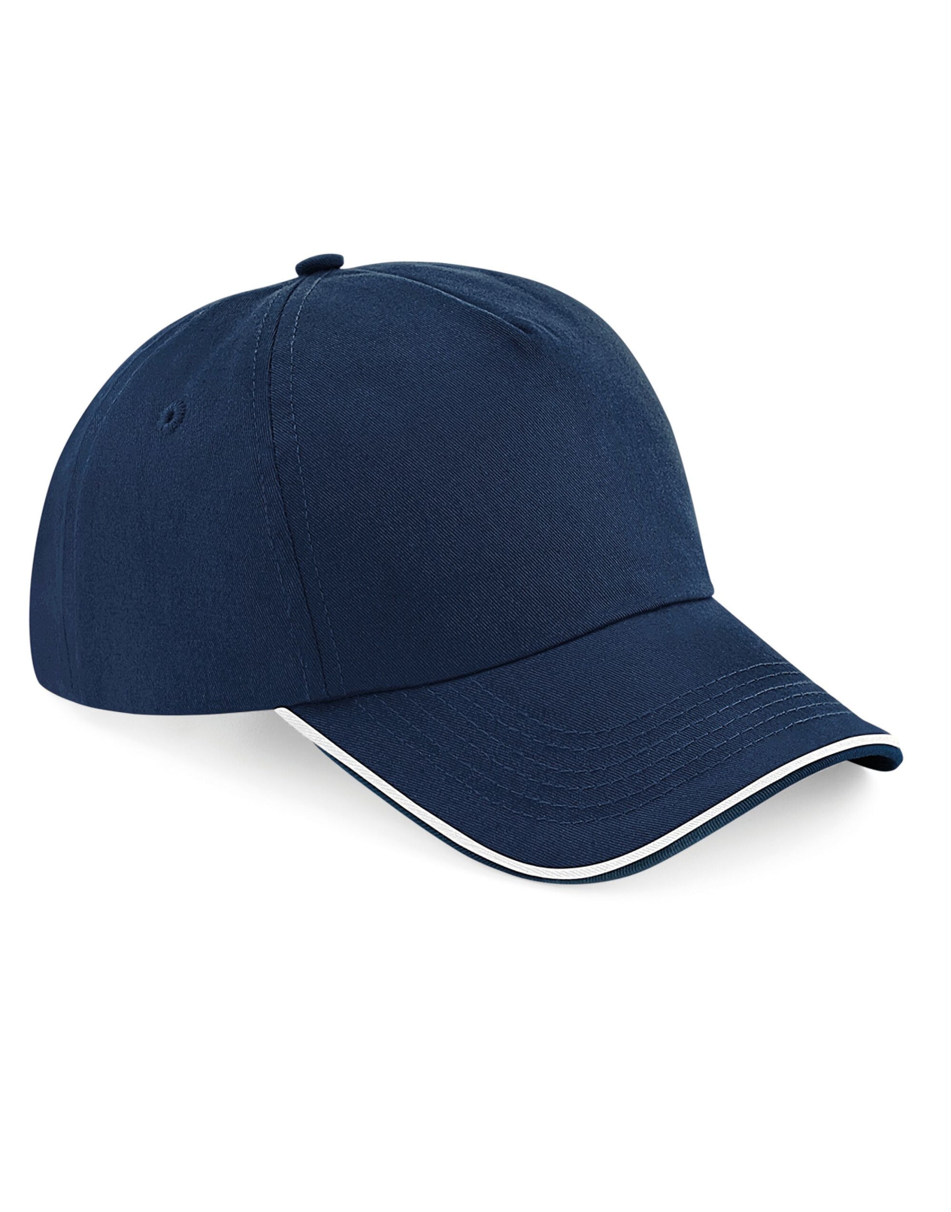 Authentic 5 Panel Cap - Piped Peak - French Navy/White