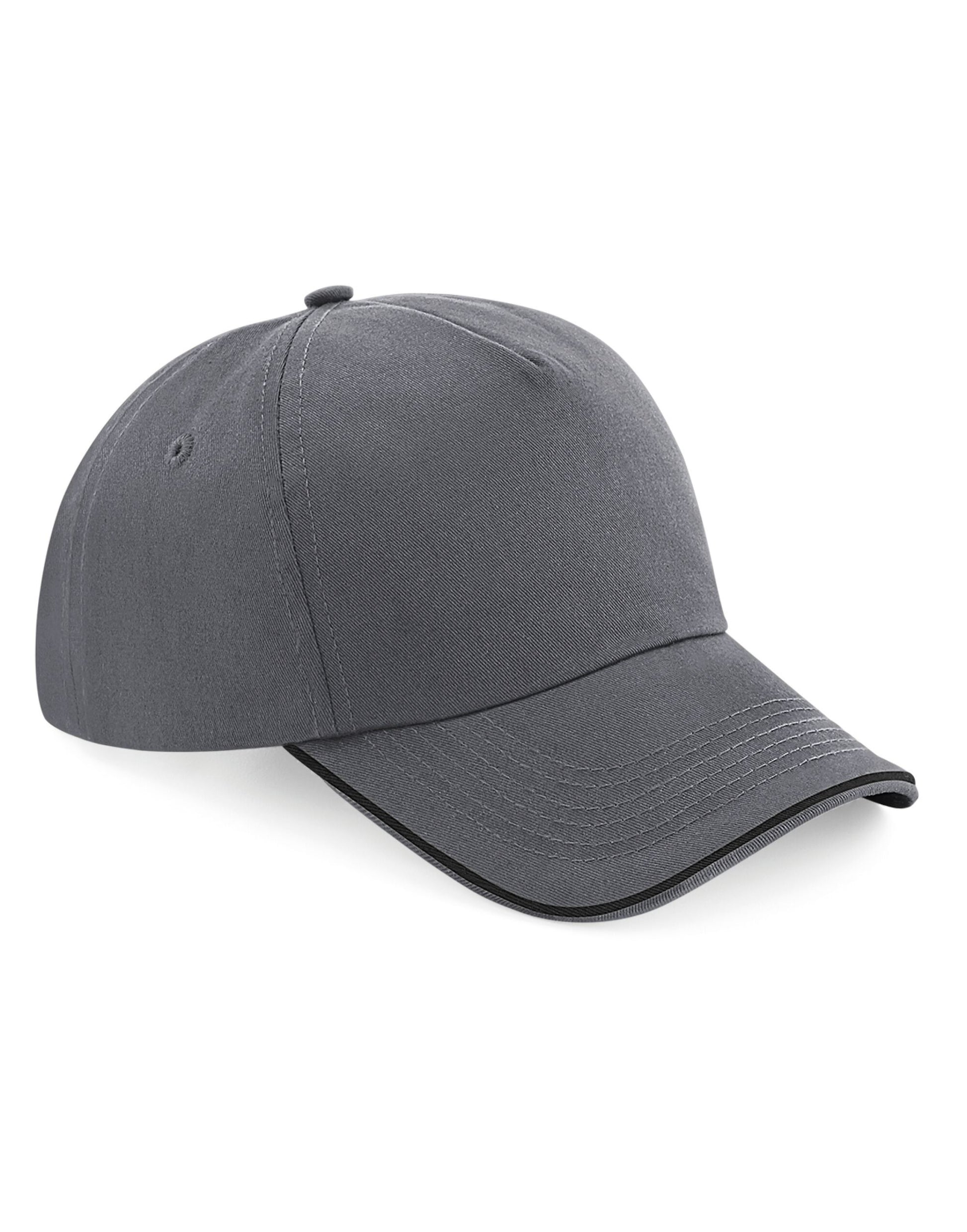 Authentic 5 Panel Cap - Piped Peak - Graphite Grey/Black