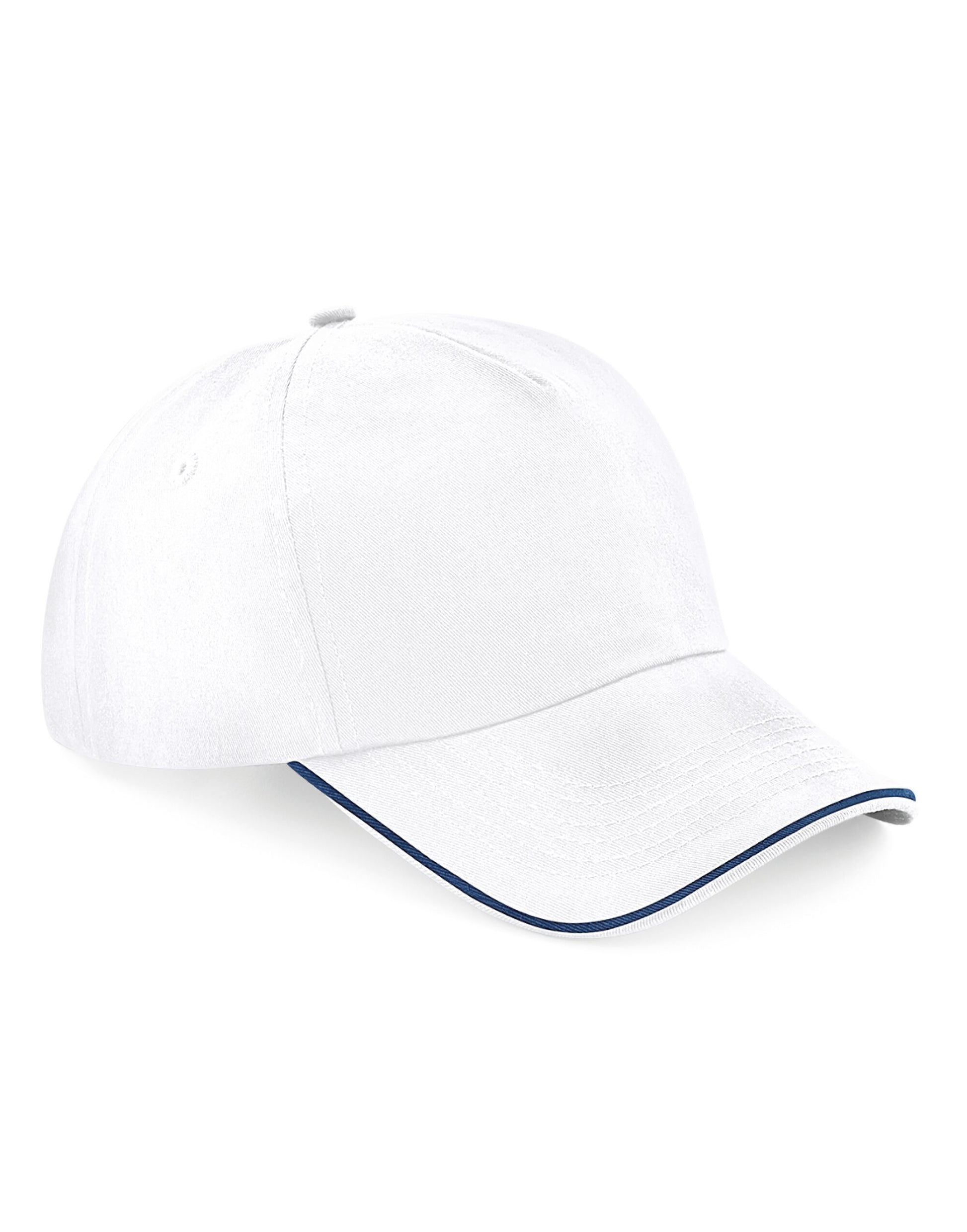 Authentic 5 Panel Cap - Piped Peak - White/French Navy