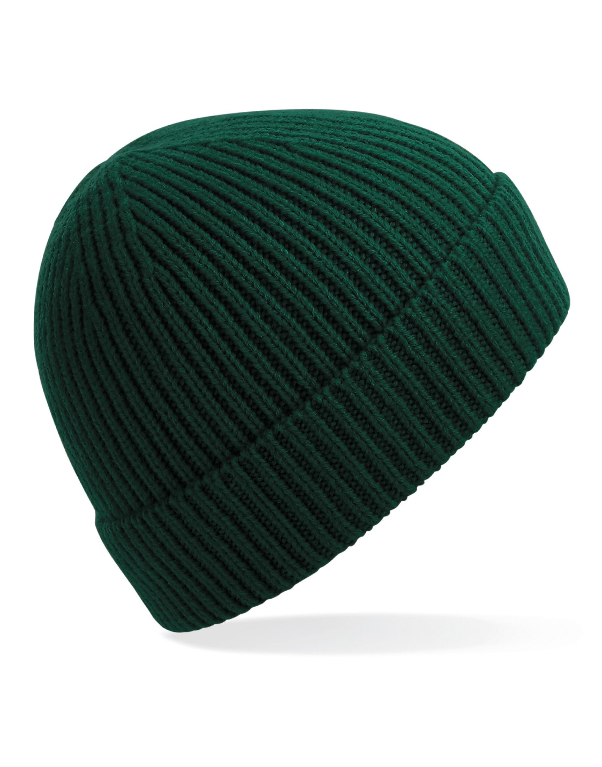 Engineered Knit Ribbed Beanie - Bottle Green