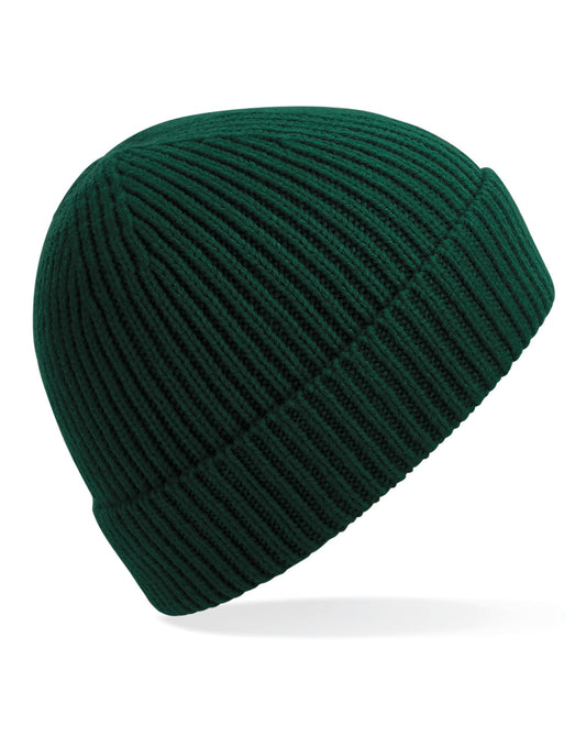 Engineered Knit Ribbed Beanie - Bottle Green