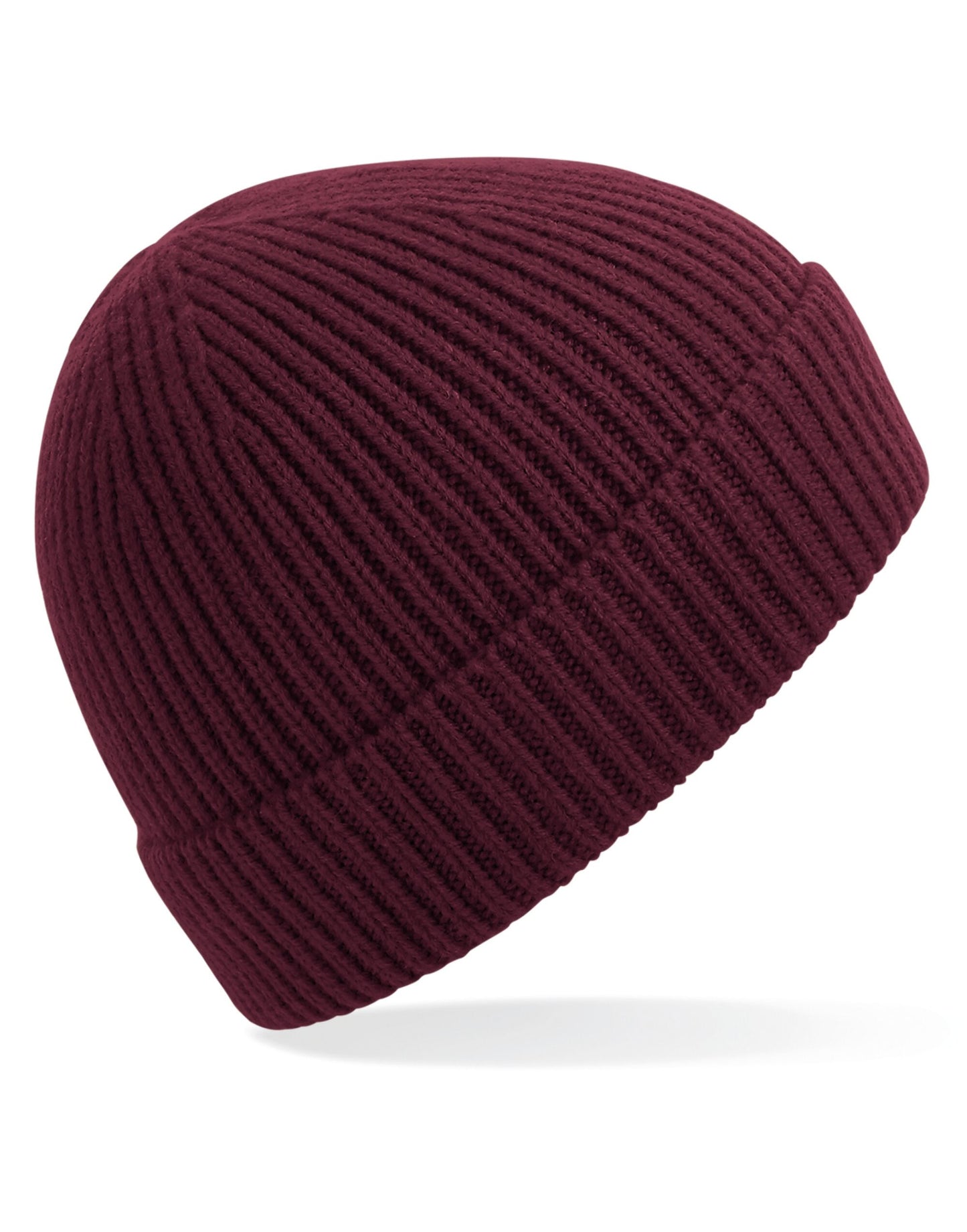 Engineered Knit Ribbed Beanie - Burgundy