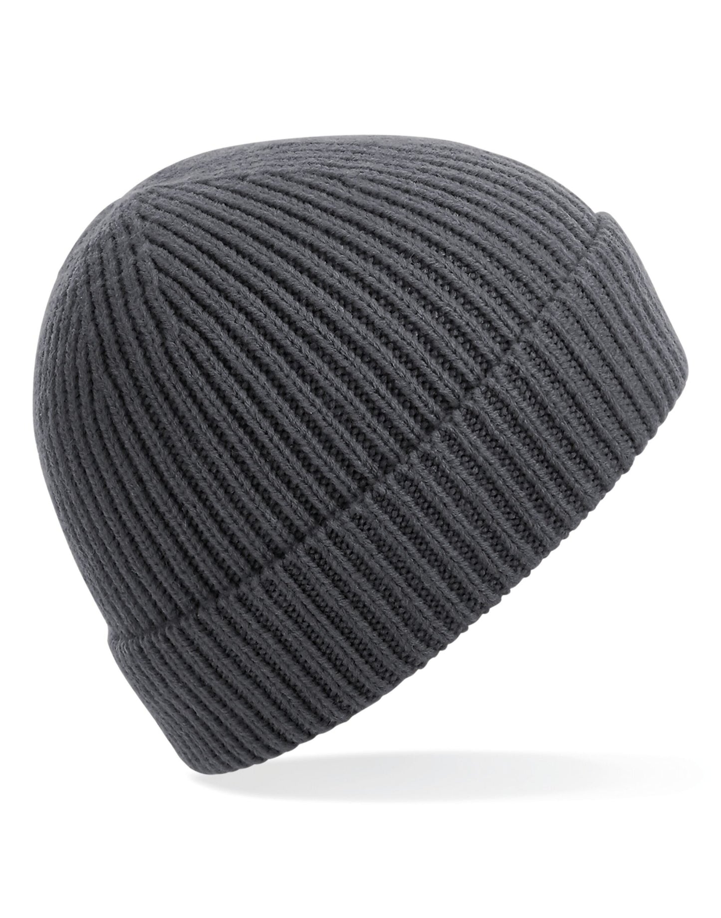 Engineered Knit Ribbed Beanie - Graphite