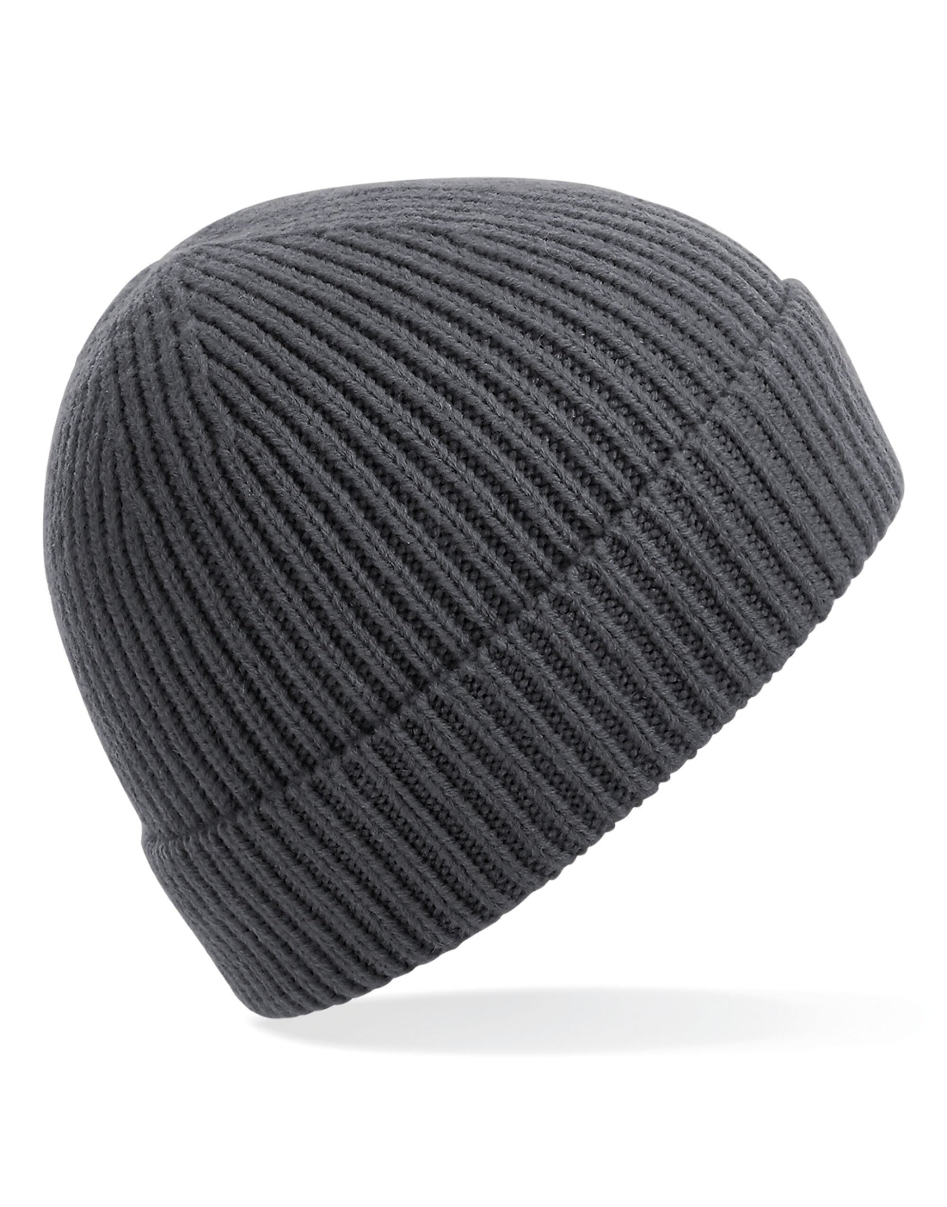 Engineered Knit Ribbed Beanie - Graphite