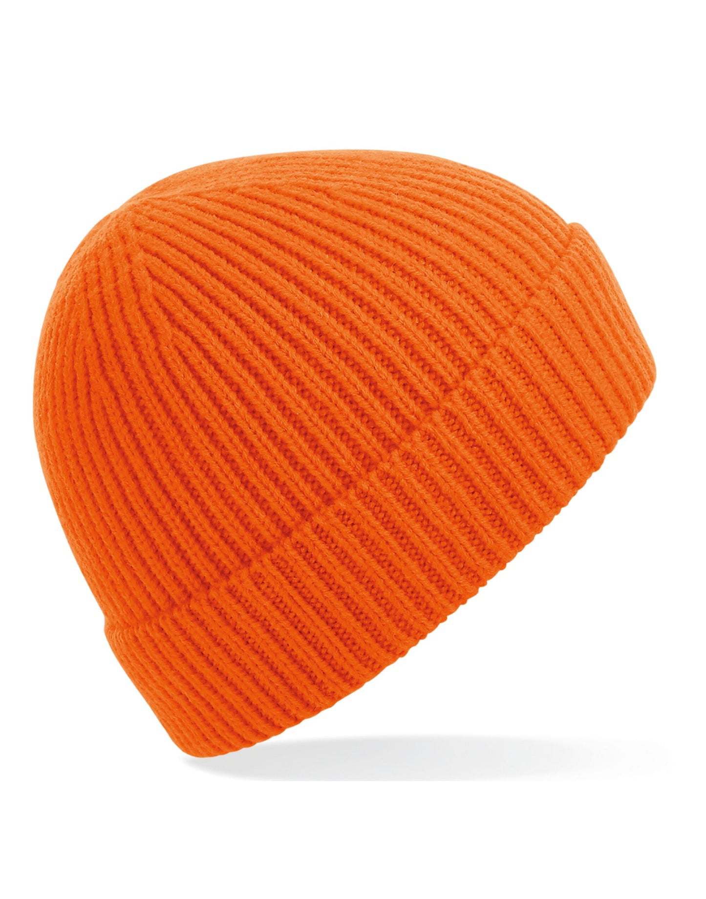 Engineered Knit Ribbed Beanie - Orange