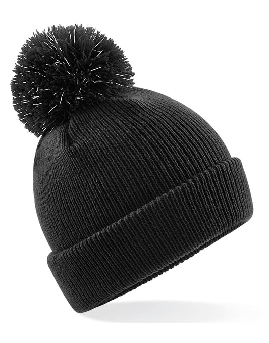 Junior Reflective Bobble Beanie - Black