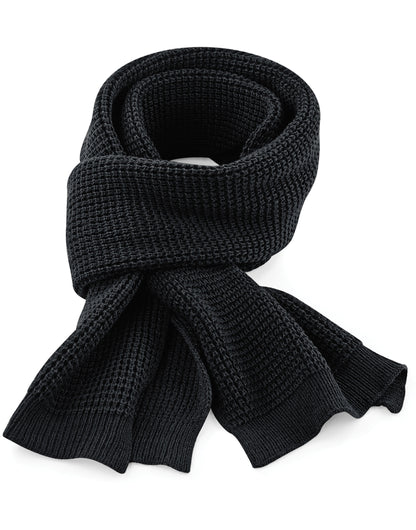 Classic Waffle Knit Scarf - Black