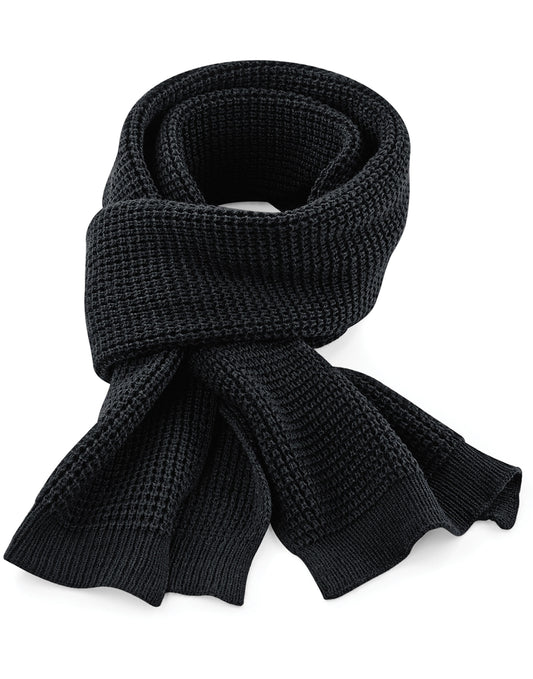 Classic Waffle Knit Scarf - Black