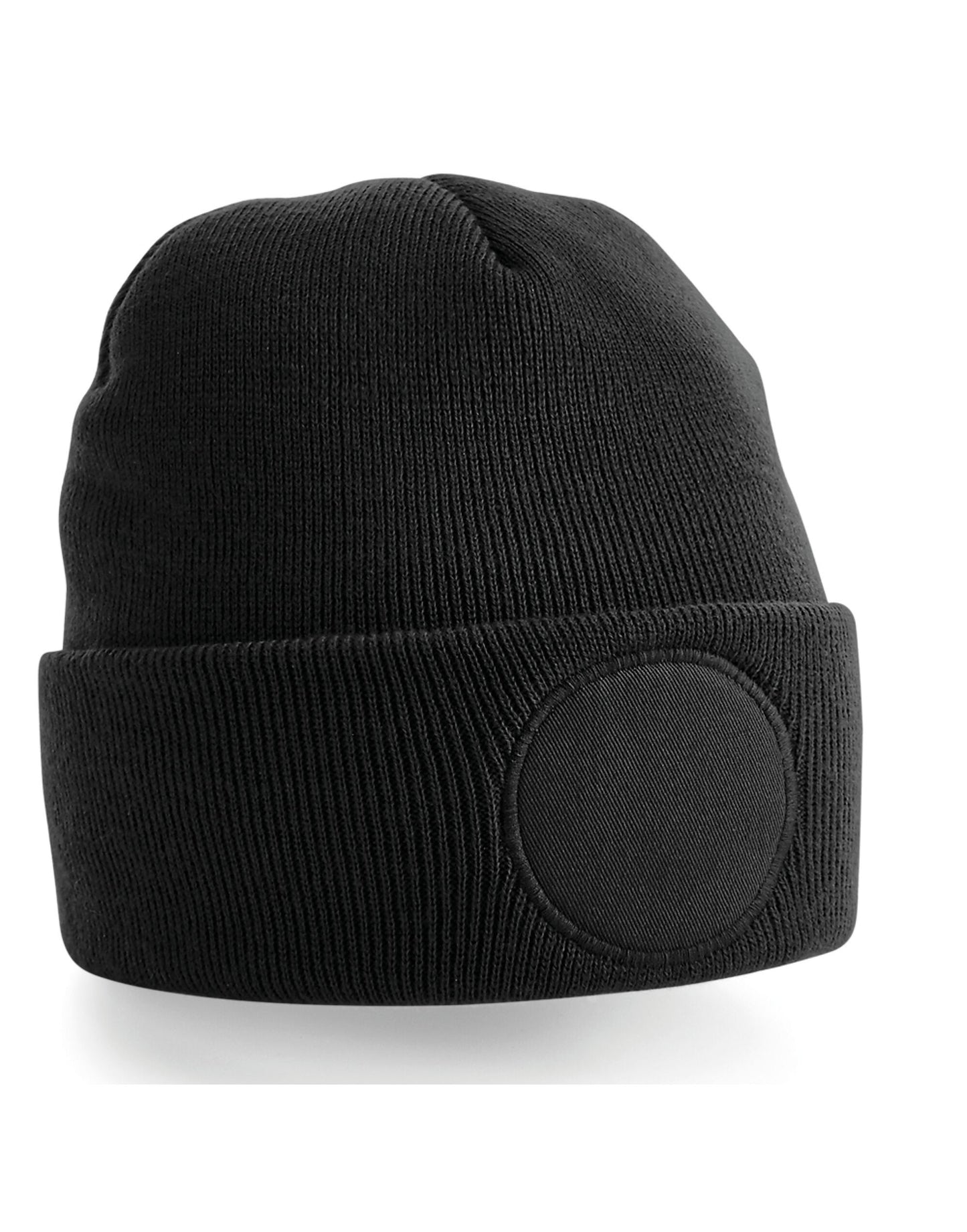 Circular Patch Beanie - Black