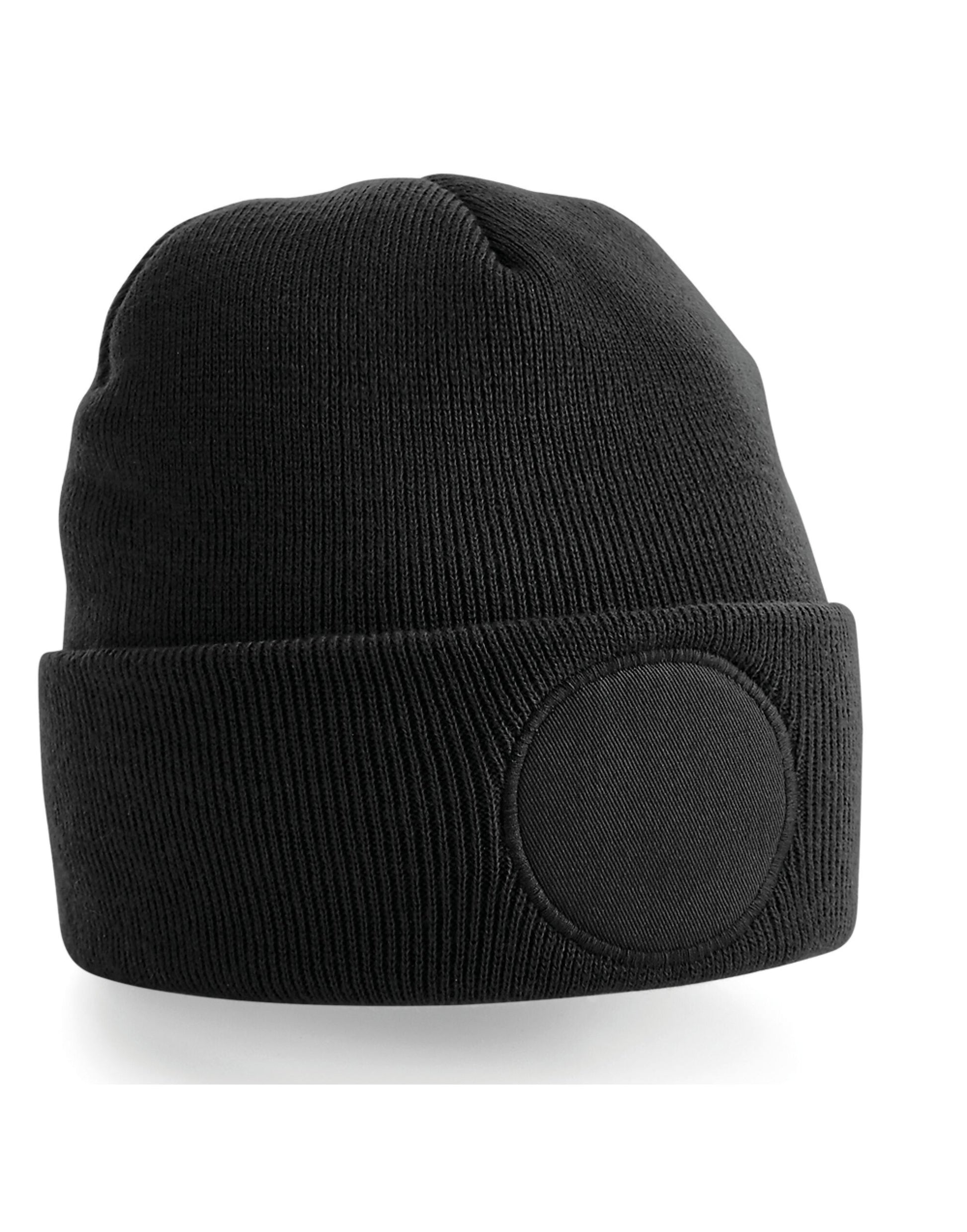 Circular Patch Beanie - Black