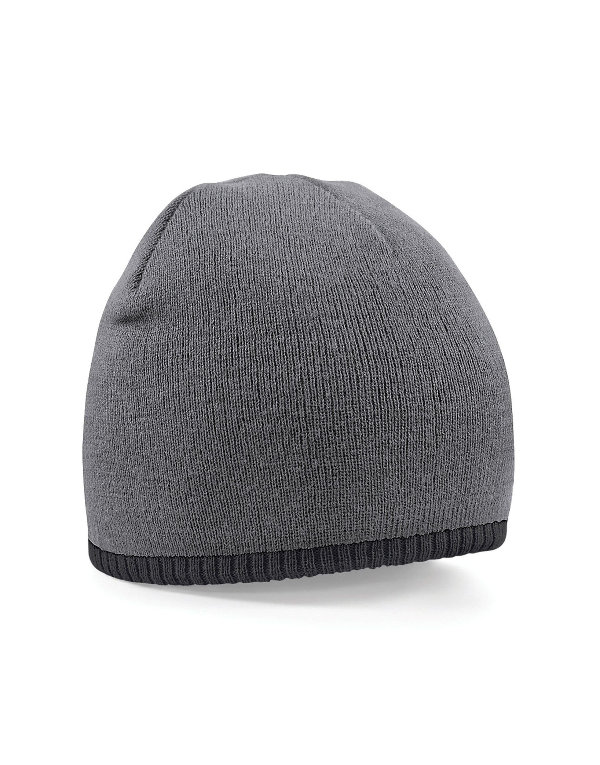 Two-Tone Pull On Beanie - Graphite Grey/Black