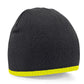 Two-Tone Pull On Beanie - Black/Fluorescent Yellow