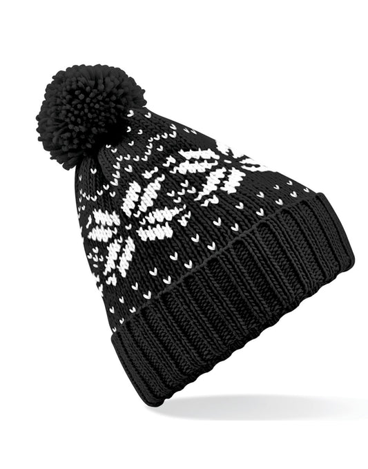 Fair Isle Snowstar® Beanie - Black/White