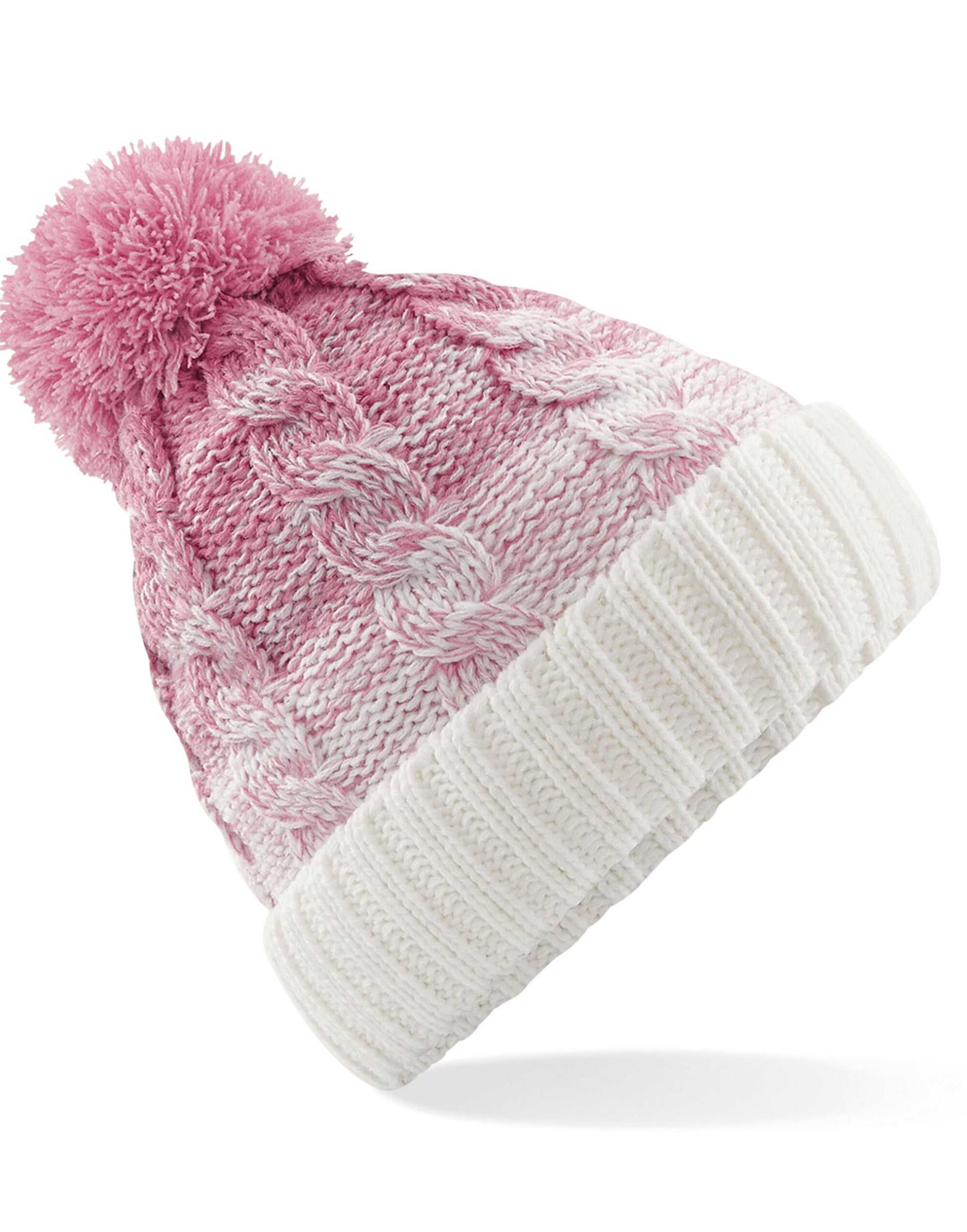 Ombré Beanie - Dusky Pink/off White