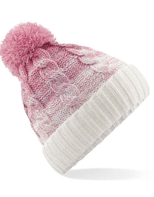 Ombré Beanie - Dusky Pink/off White