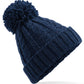 Cable Knit Melange Beanie - Navy