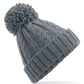 Cable Knit Melange Beanie - Light Grey