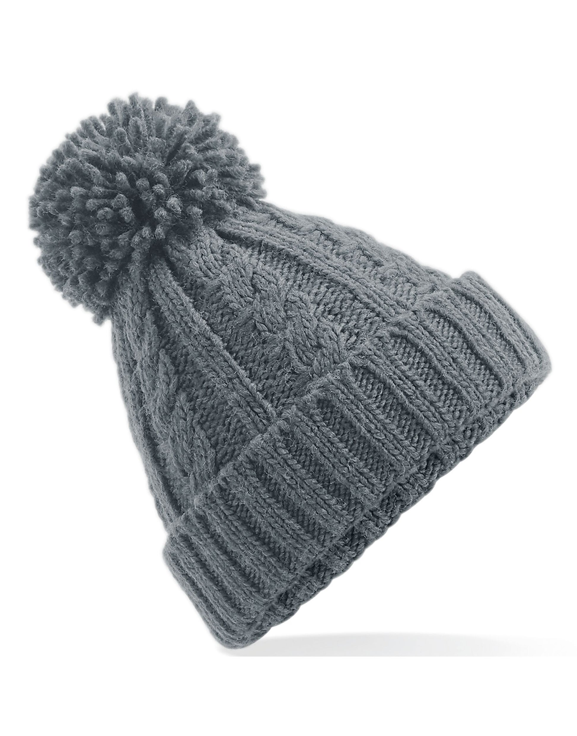 Cable Knit Melange Beanie - Light Grey