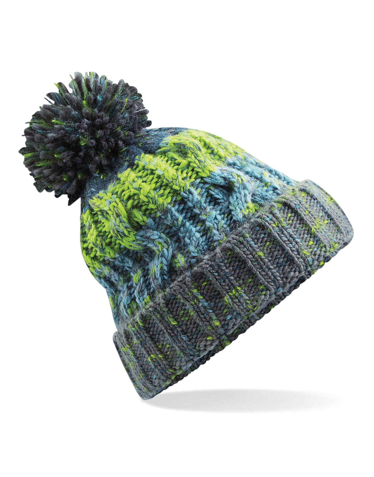 Corkscrew Pom Pom Beanie - Electric Grey