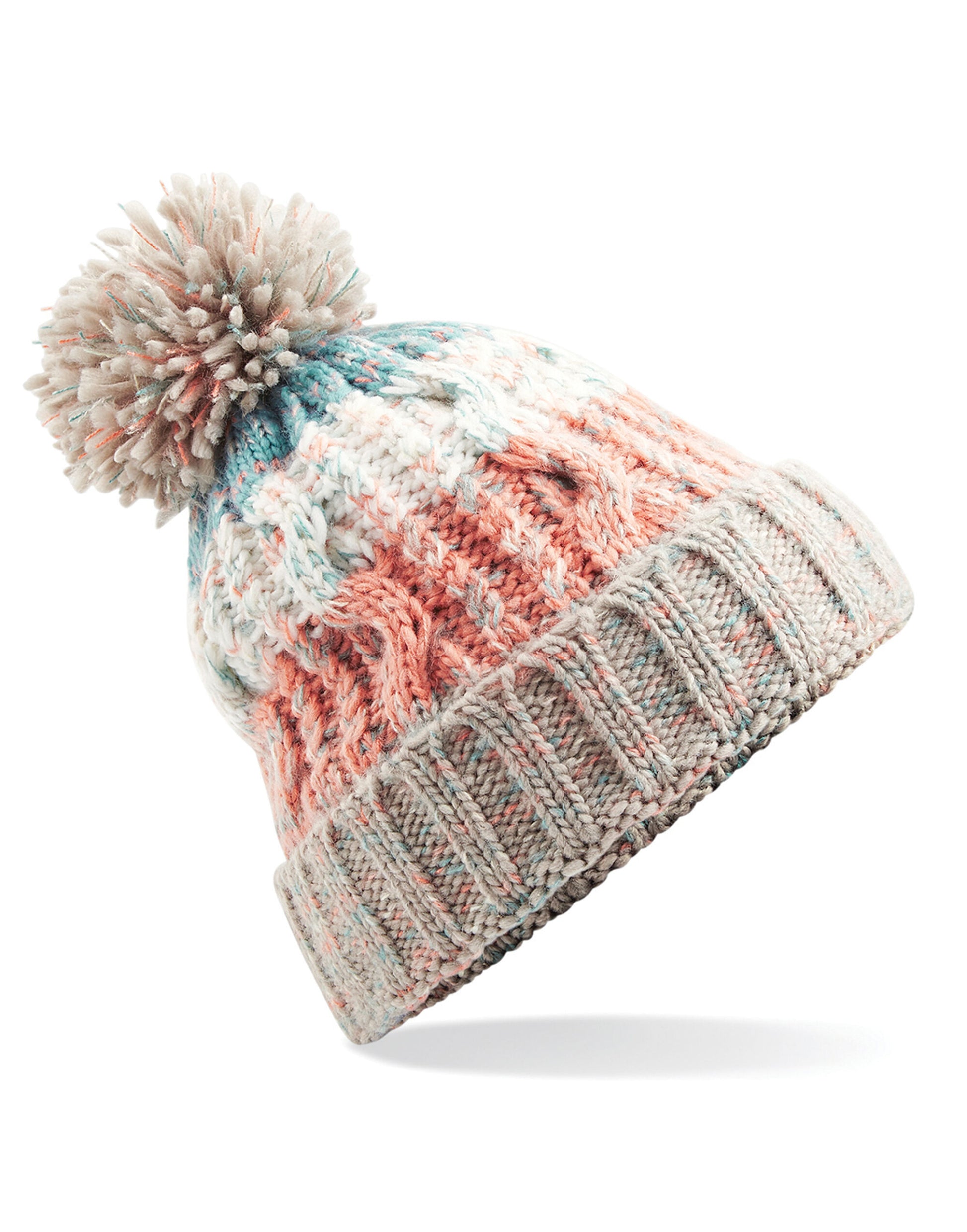 Corkscrew Pom Pom Beanie - Milkshake Mix
