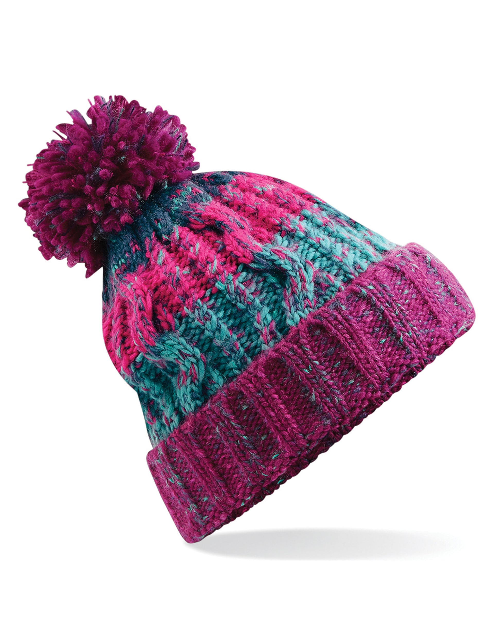 Corkscrew Pom Pom Beanie - Winter Berries