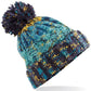 Corkscrew Pom Pom Beanie - Marine Splash