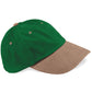 Low Profile Heavy Brushed Cotton Cap - Forest Green/ Taupe
