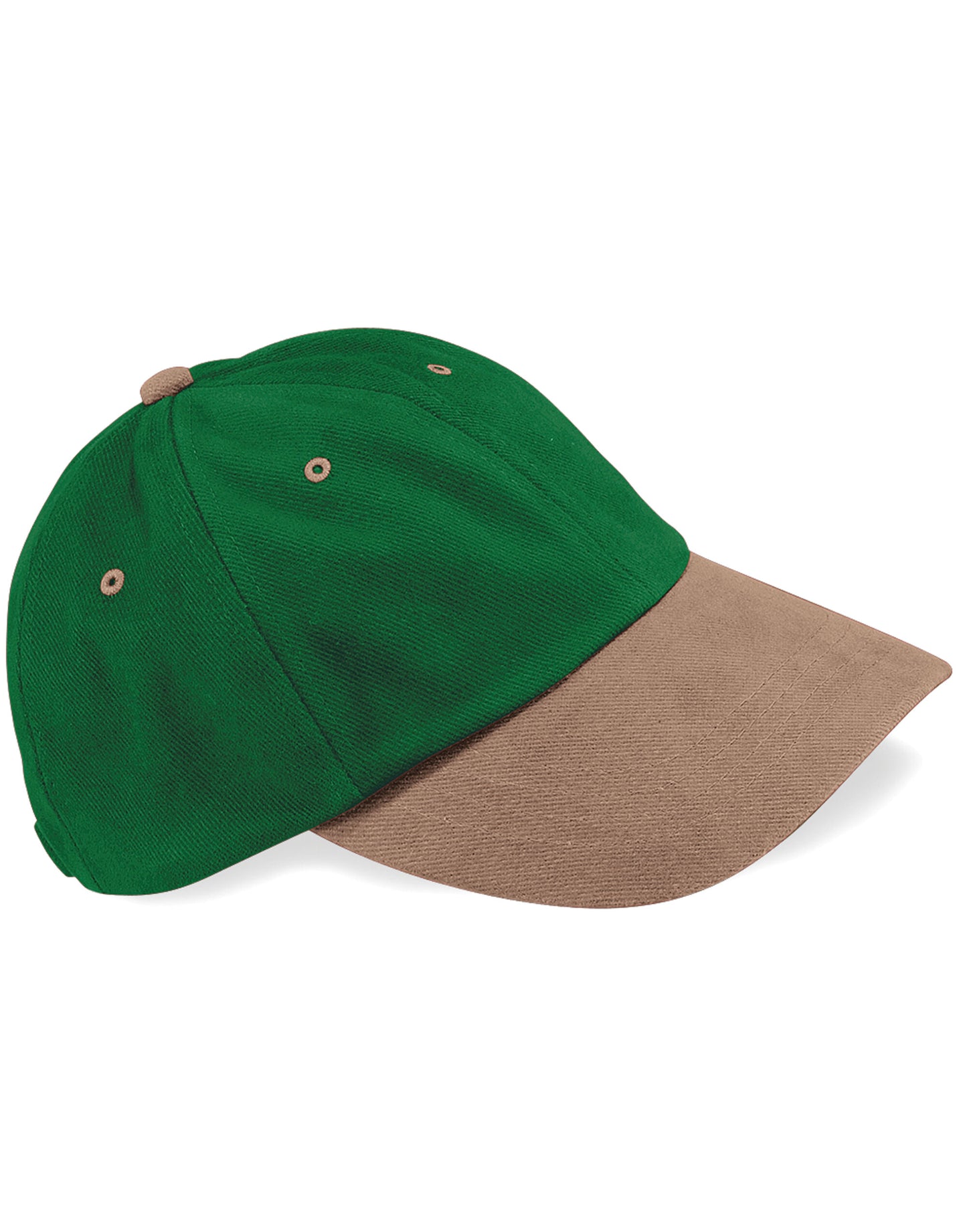 Low Profile Heavy Brushed Cotton Cap - Forest Green/ Taupe