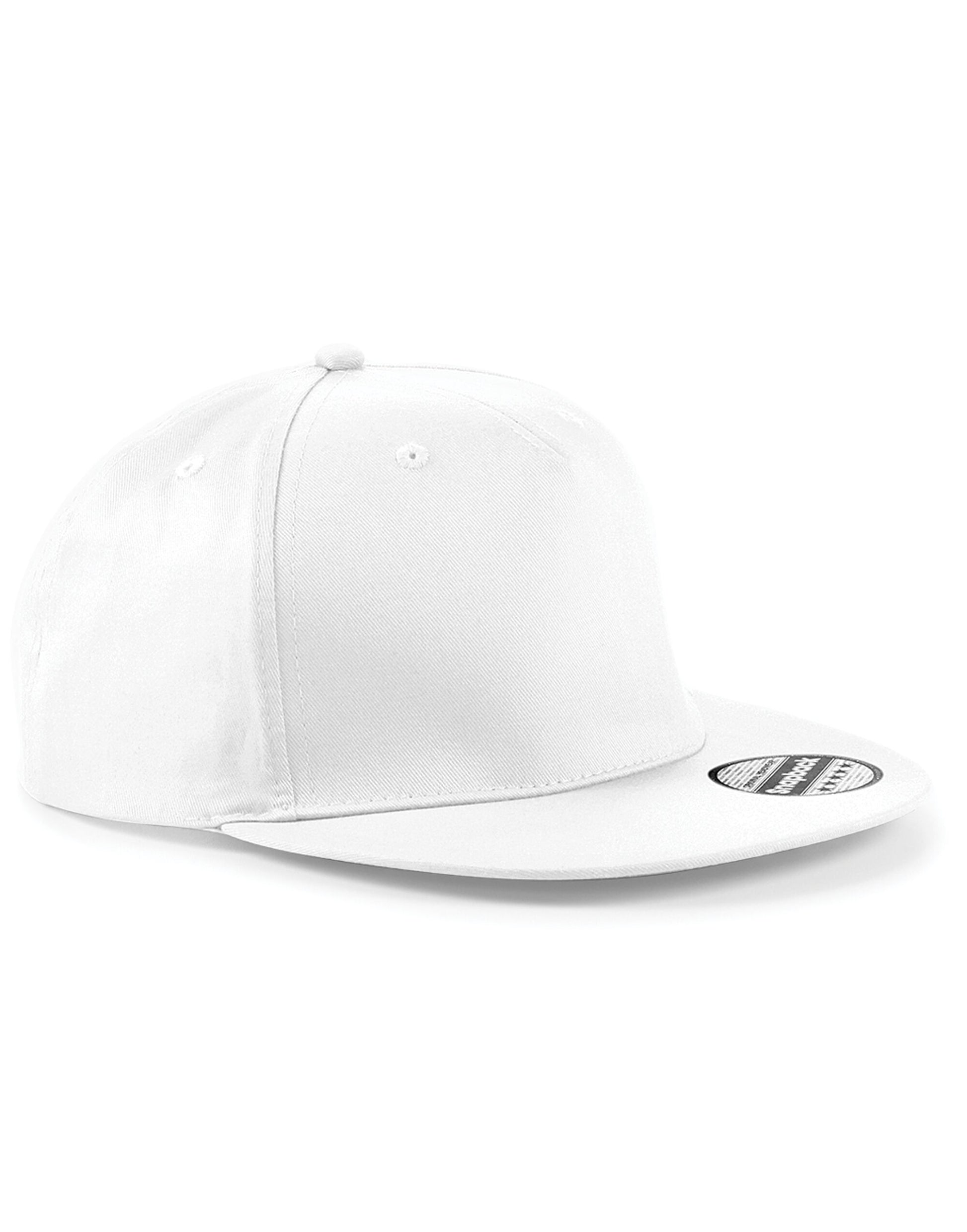 5 panel Snapback Rapper Cap - White