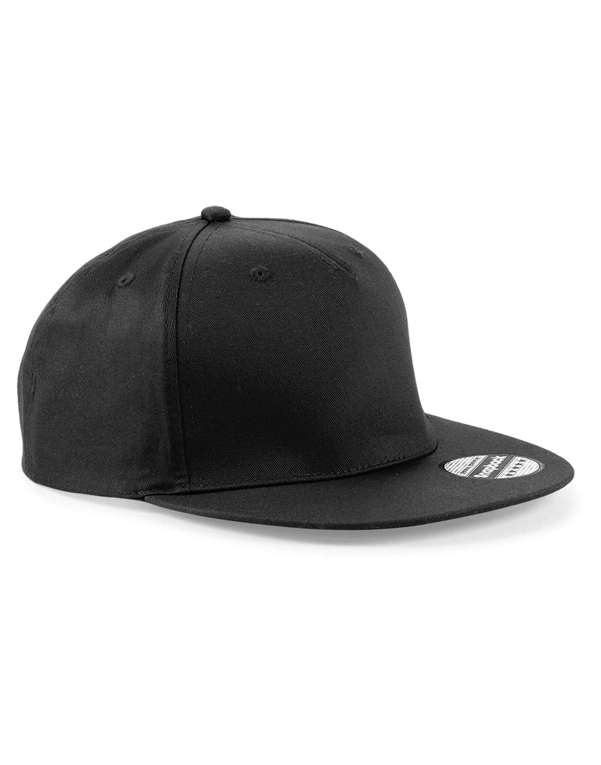 5 panel Snapback Rapper Cap - Black