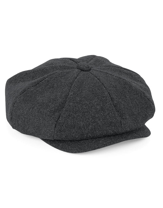 Melton Wool Baker Boy Cap - Charcoal Marl