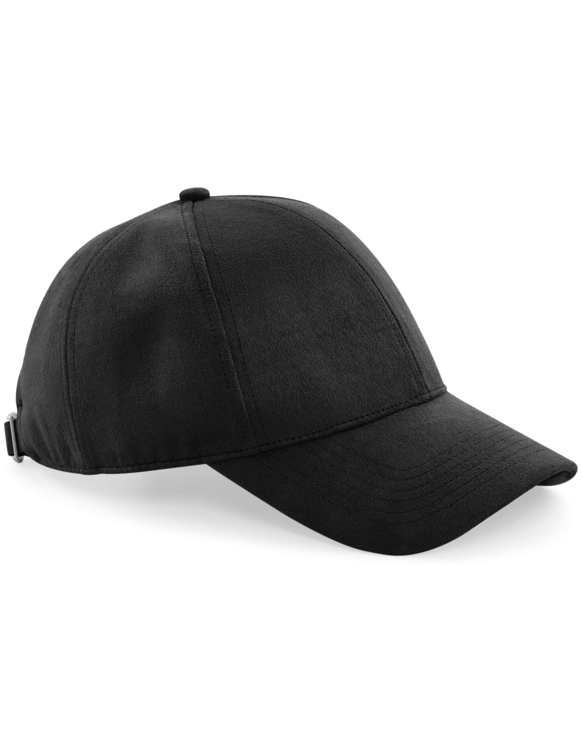 Faux Suede 6 Panel Cap - Black